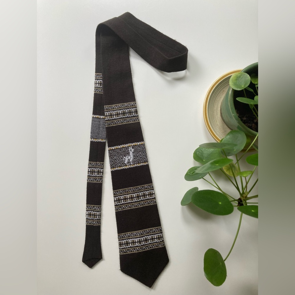 Vintage Wool Alpaca Tie Paracas Tejidos A Mano Earth Tones Boho Tie Llama Peru